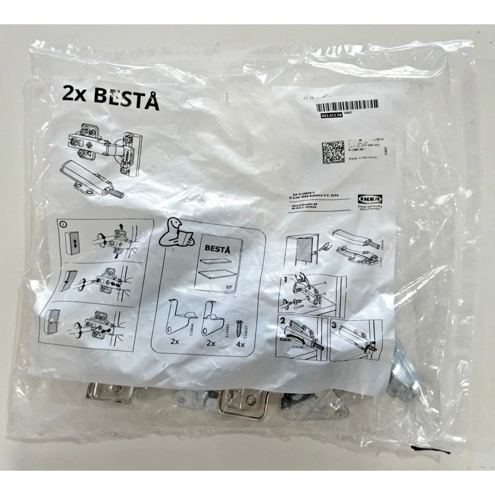 IKEA Besta Soft Closing Push-Open Hinge 802.612.58 2 Pieces, NEW